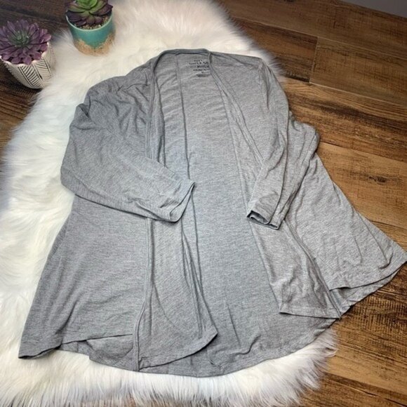Torrid SUPER SOFT HEATHER GREY DRAPE FRONT CARDIGAN - Picture 3 of 7